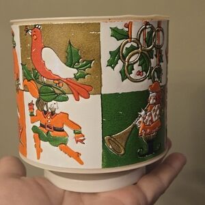 Vintage 12 Days Of Christmas Candle Holder Music Wind Up‎ Spins Retro Colorful